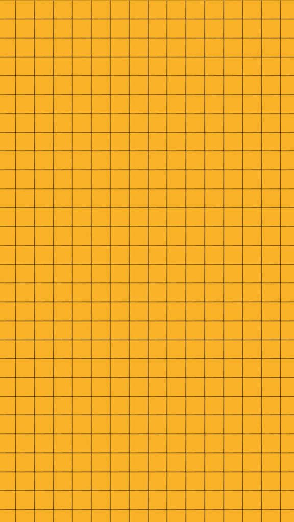 Minimalist yellow grid pattern wallpaper with mustard background and black square lines design
