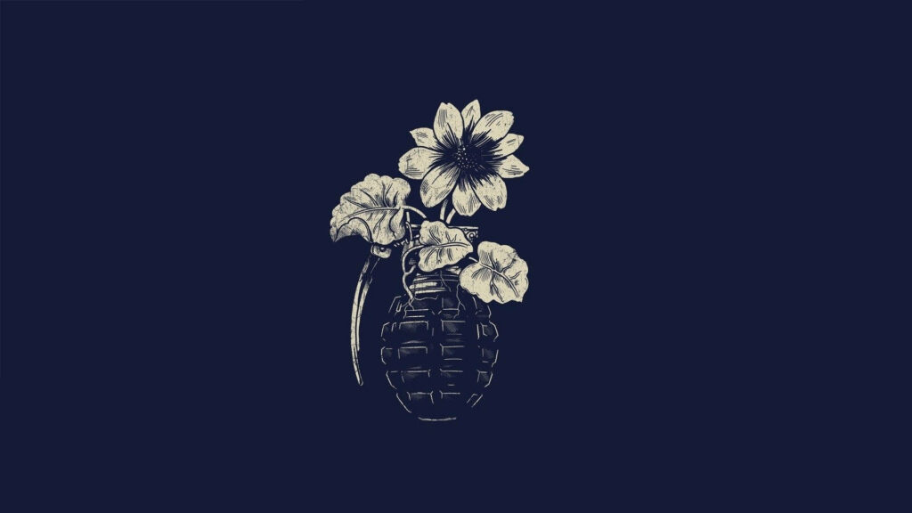 Minimalist Yellow Plant Drawing on Dark Background Wallpaper