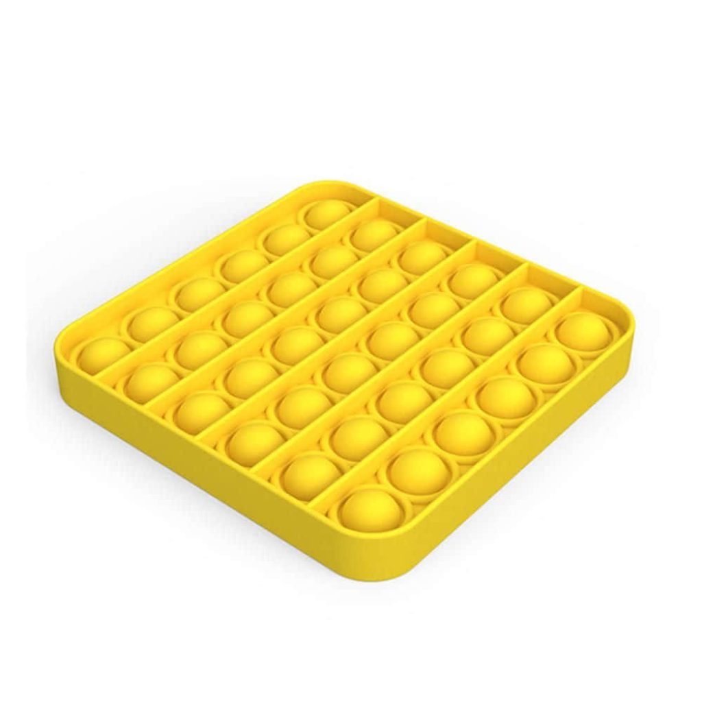 Yellow square Pop It fidget toy isolated on white background minimalist sensory silicone bubble toy Wallpaper