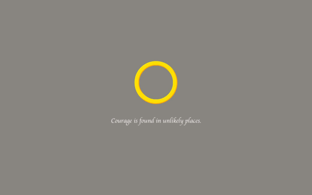 Minimalist Yellow Ring Wallpaper with Courage Quote on Grey