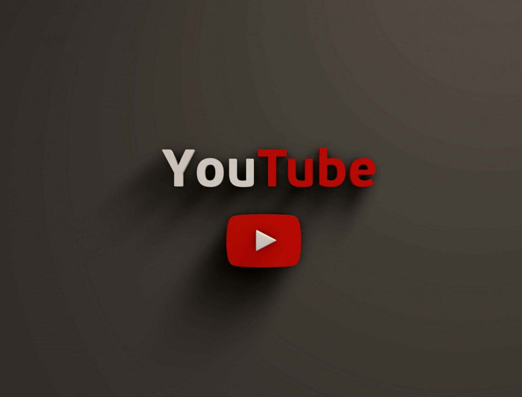 Minimalist YouTube Logo Wallpaper: 3D Design on Soft Gradient Background