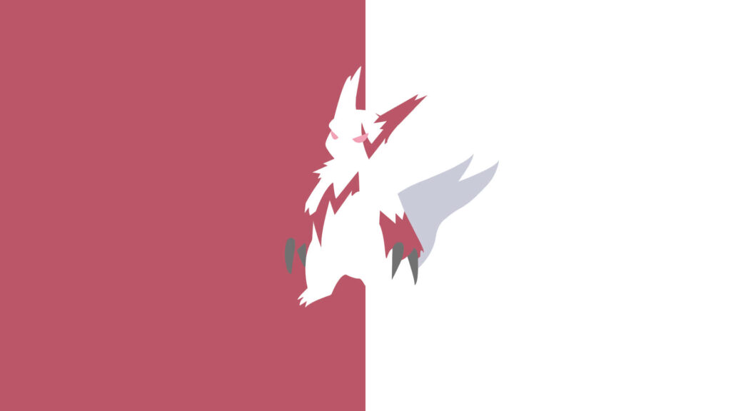 Minimalist Zangoose Anime Wallpaper: Cute Red & White Design