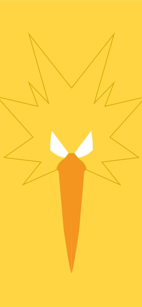 Minimalist Zapdos Wallpaper: Bold Electric-Type Pokémon Art
