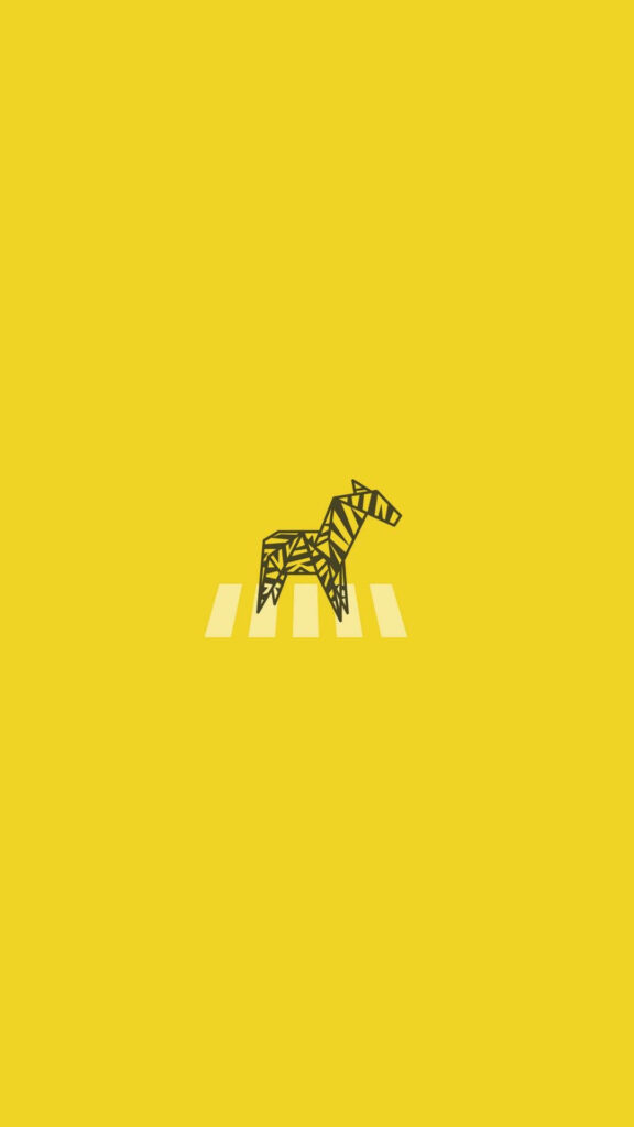 Stylized Zebra Wallpaper: Geometric Design on Bright Yellow Background