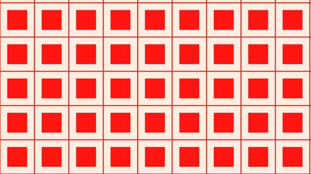 Minimalist geometric wallpaper with repeating nested red and white square grid for modern screens