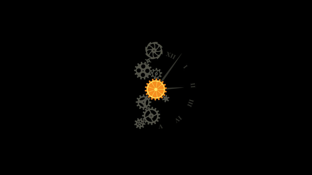 Elegant Black Minimalist iPad Wallpaper: Clockwork Mechanism Design