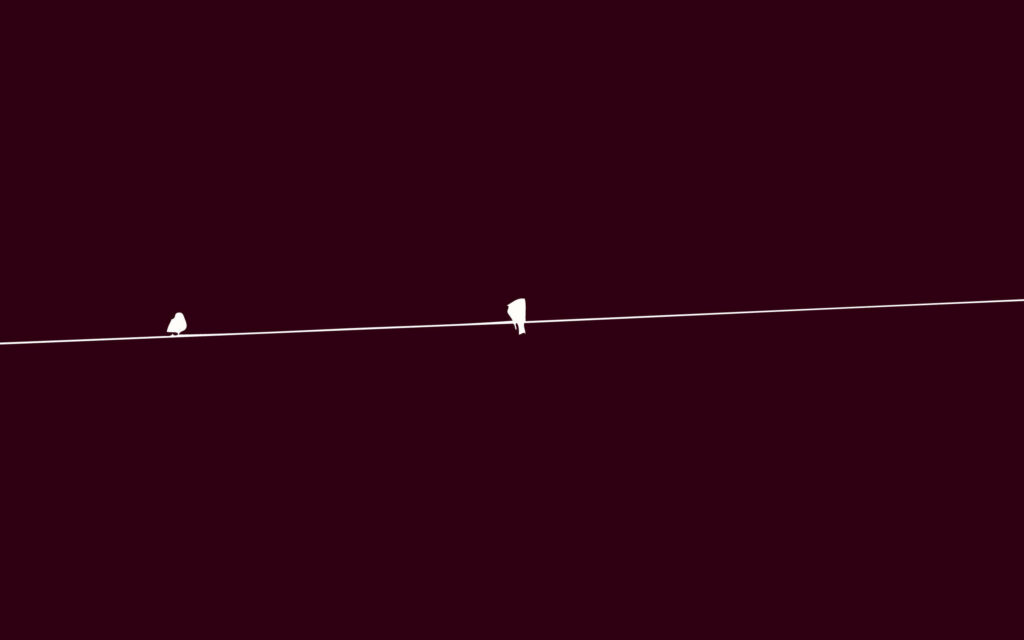 Minimalist iPad Wallpaper: Three Birds on Deep Maroon Background