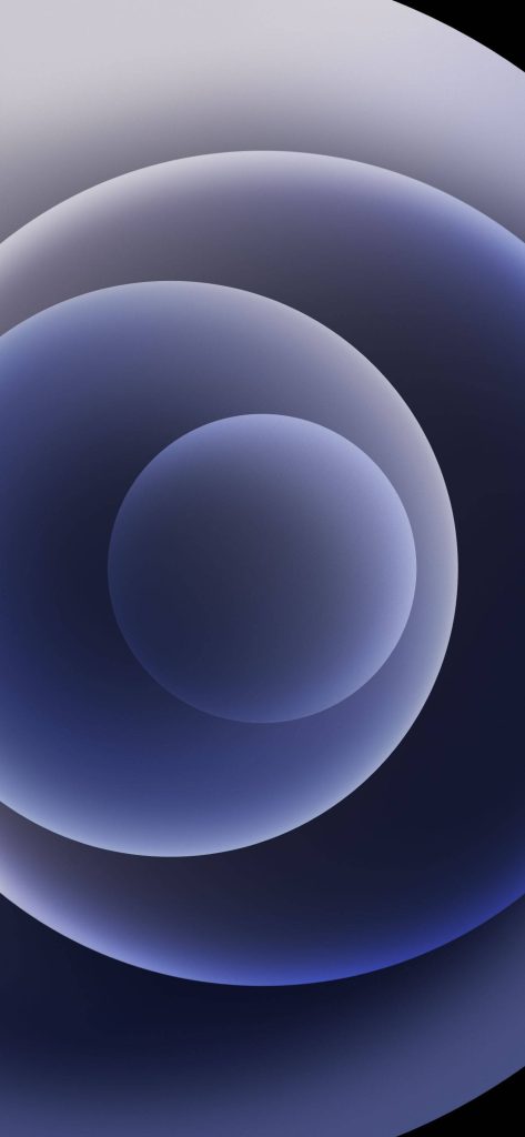 Minimalist iPhone 12 wallpaper with deep blue concentric circles and elegant indigo gradients