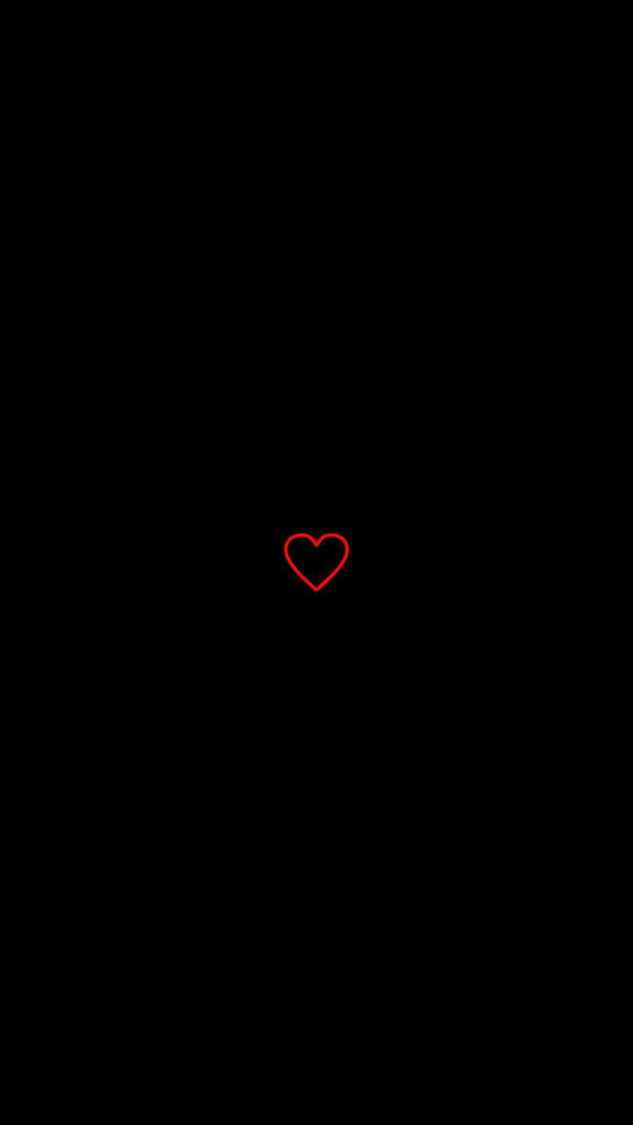 Minimalist iPhone Wallpaper: Black Background with Red Heart Design