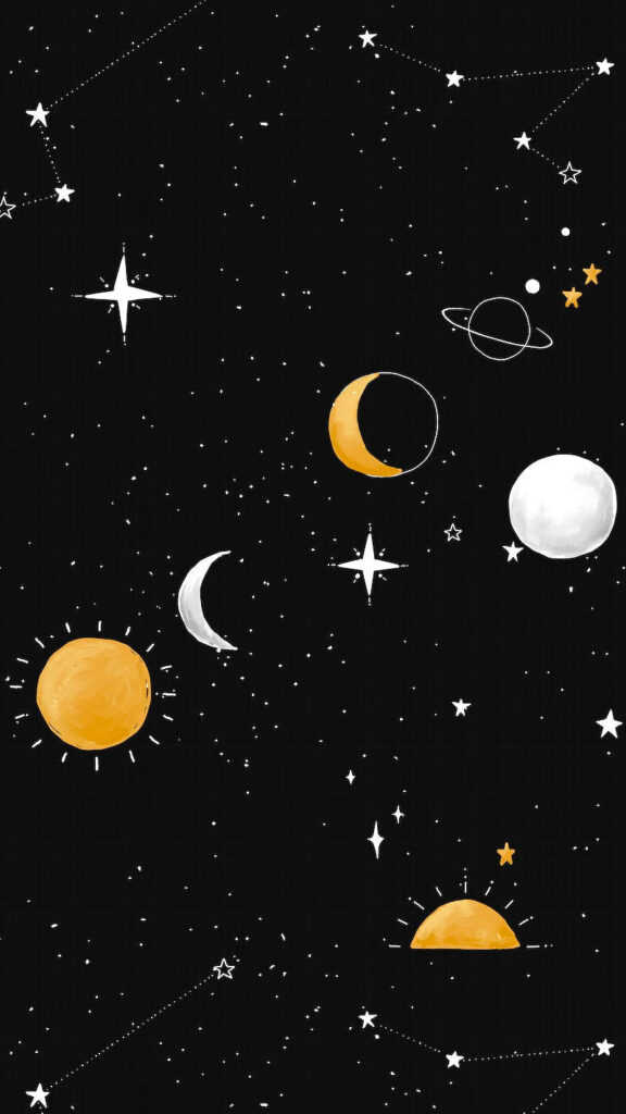Celestial Minimalist iPhone Wallpaper: Stars, Moons & Planets