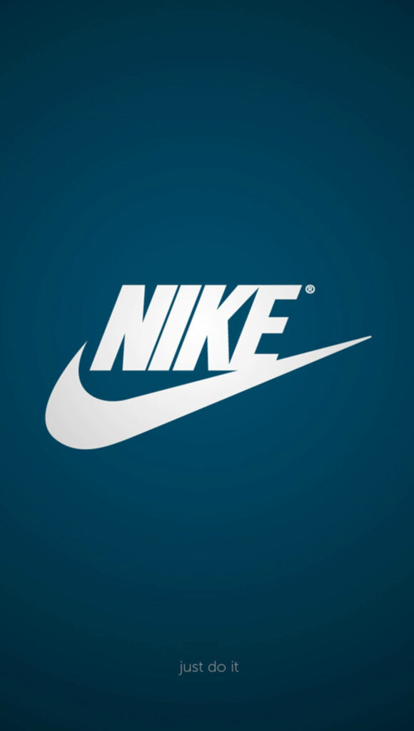 Minimalist iPhone Wallpaper: White Nike Logo on Deep Teal Background