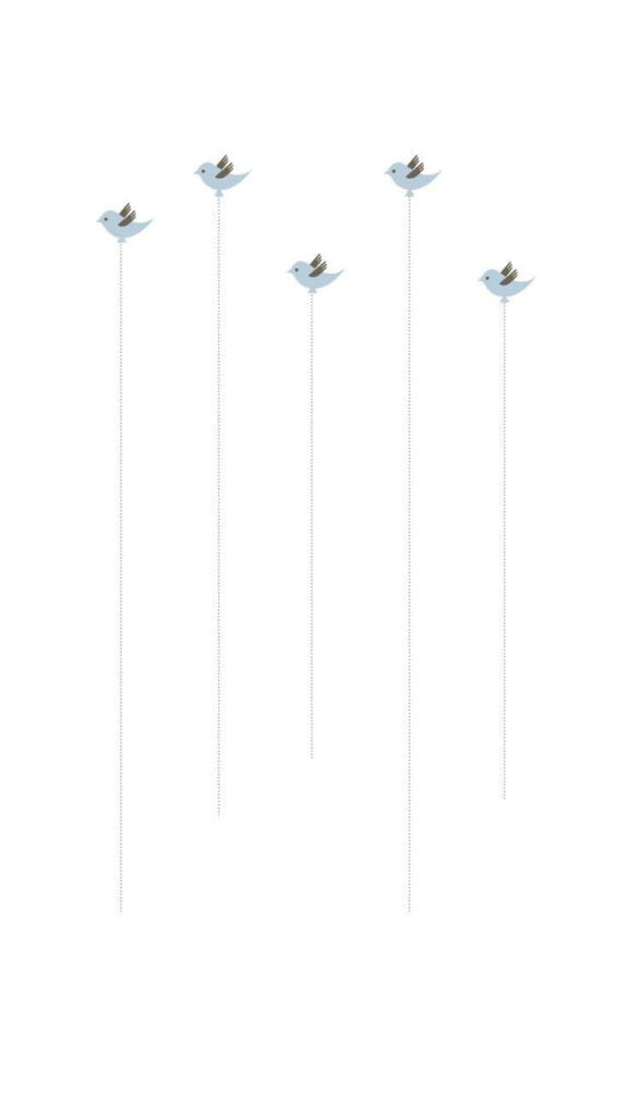 Minimalist iPhone Wallpaper: Five Delicate Birds on White Lines