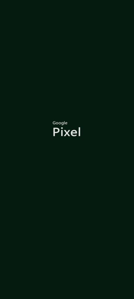 Minimalist AMOLED wallpaper with crisp Google Pixel text on deep dark green background for Pixel devices