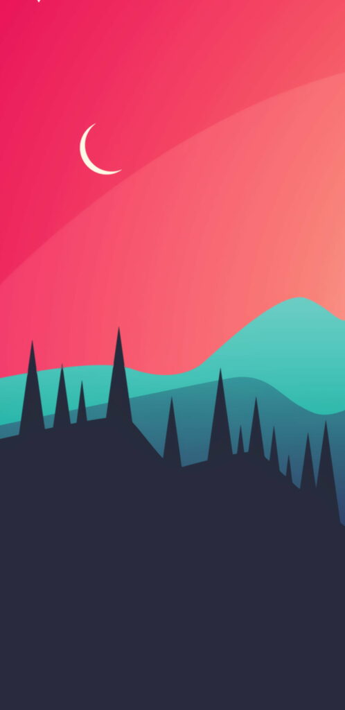 Serenity amidst Flat Fantasy Hills: A Minimalist AMOLED Mountain Desenho Wallpaper for HD Phone Background