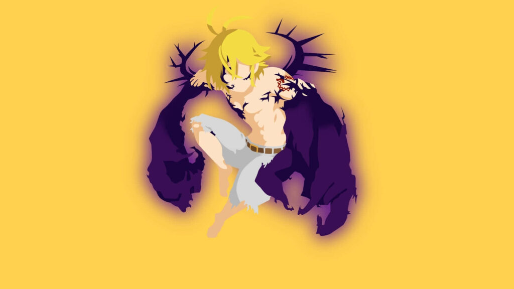 Minimalist Anime Wallpaper: Blonde Character on Solid Yellow Background
