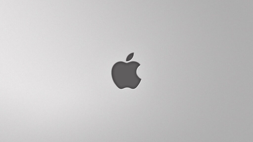 Minimalist Apple logo wallpaper with soft shadows on textured light gray background for screens