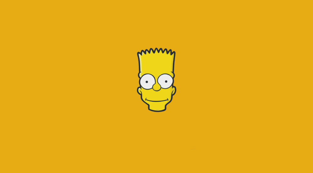 Minimalistic Bart Simpson Wallpaper on Vibrant Yellow Background