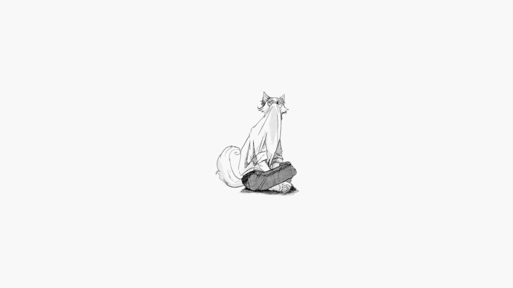 Minimalistic Beastars Wallpaper: Legosi in Calm Pose - Line Art