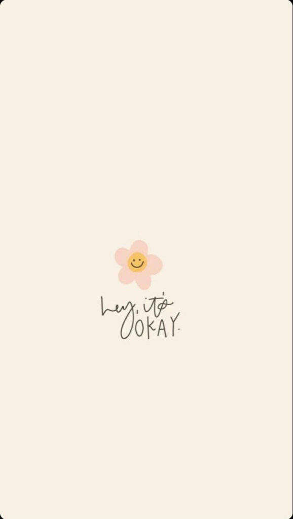 Minimalist Beige Wallpaper with Smiling Flower & Comforting Quote