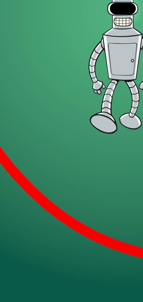 Minimalistic Bender Wallpaper: Futurama Design on Green Background