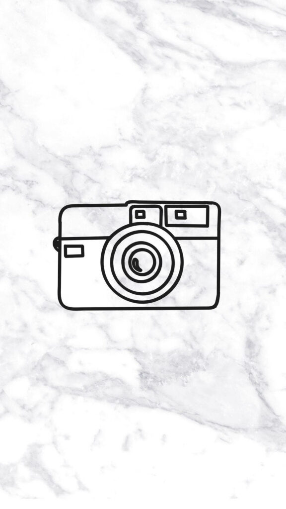 Elegant iPhone Wallpaper: Minimalist Black Camera on Marble Background