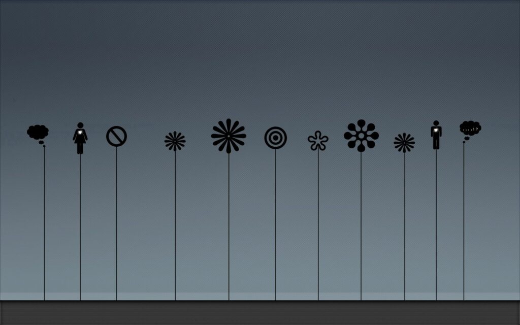 Minimalistic Black Drawing on Gradient Grey - Abstract Wallpaper