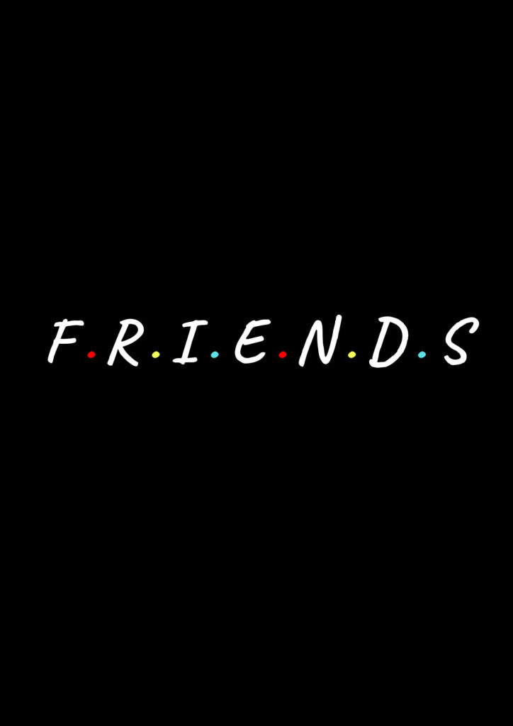 Minimalistic Black Friends Logo Wallpaper with Colorful Dots