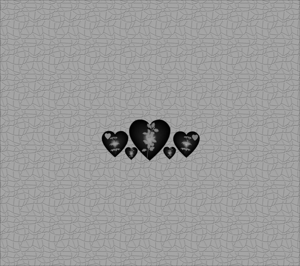 Minimalistic Black Hearts on Textured Gray Wallpaper Background
