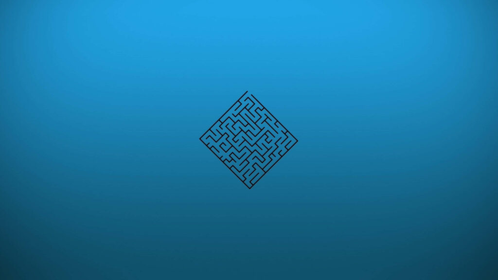 Minimalist Black Maze Wallpaper on Gradient Blue Background - 4K Design
