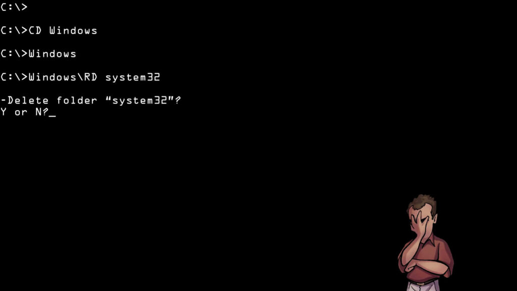 Minimal Black Wallpaper: Command Line Interface & Perplexed Man Design
