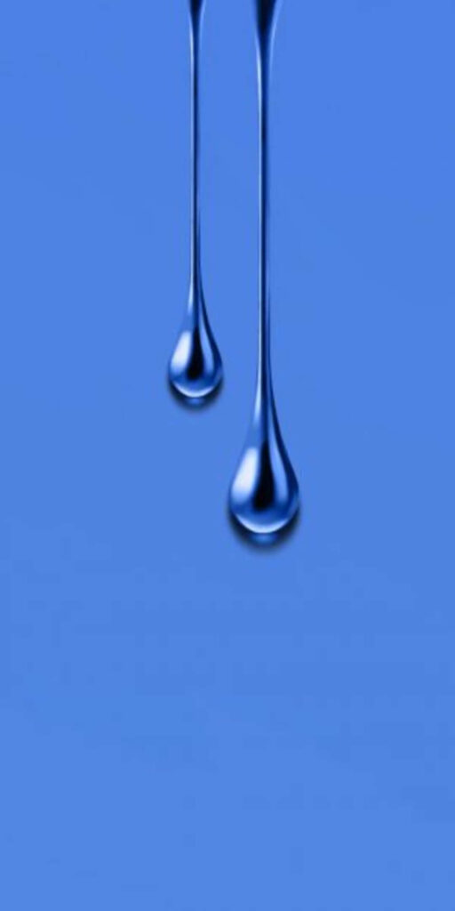 Minimalistic Blue Wallpaper with Sleek Metallic Droplets