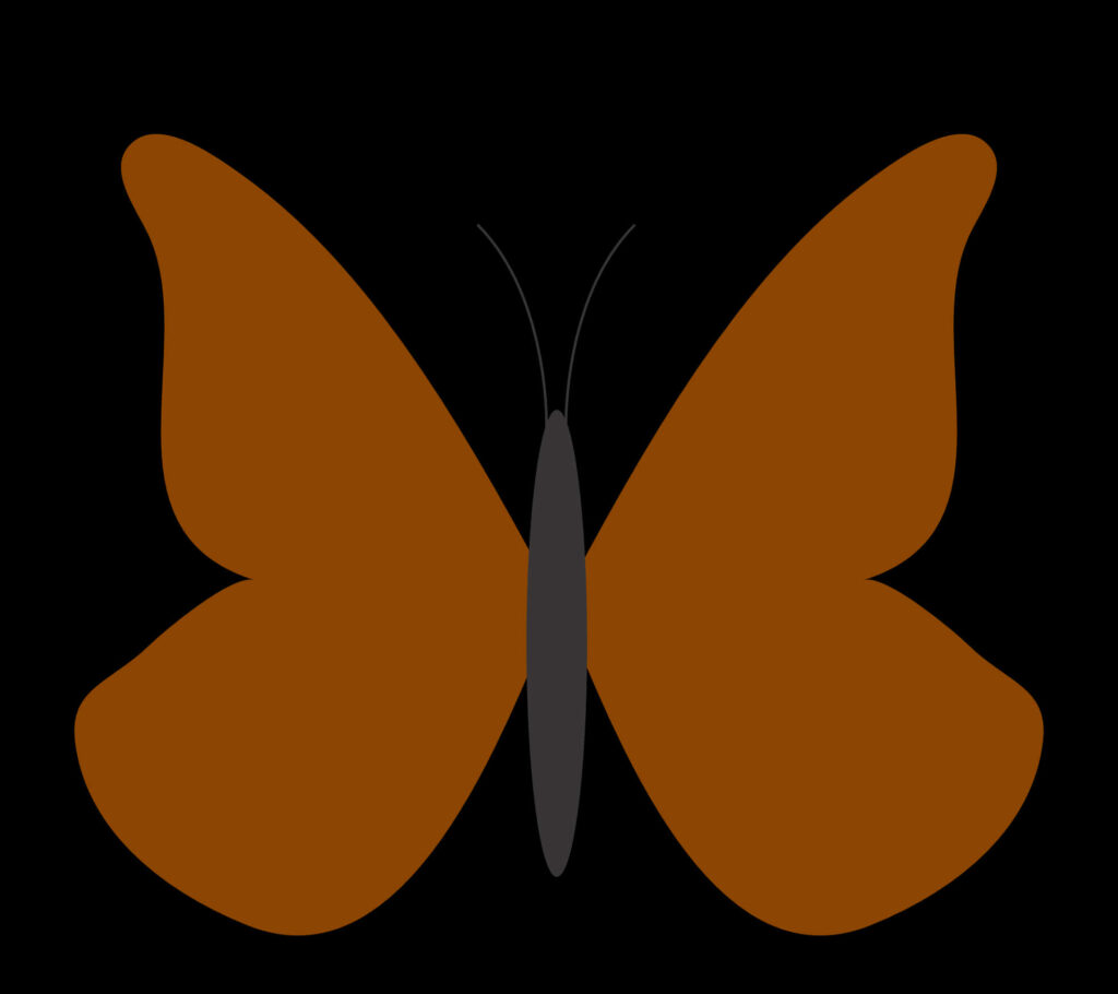 Minimalist Brown Butterfly Graphic Wallpaper on Black Background