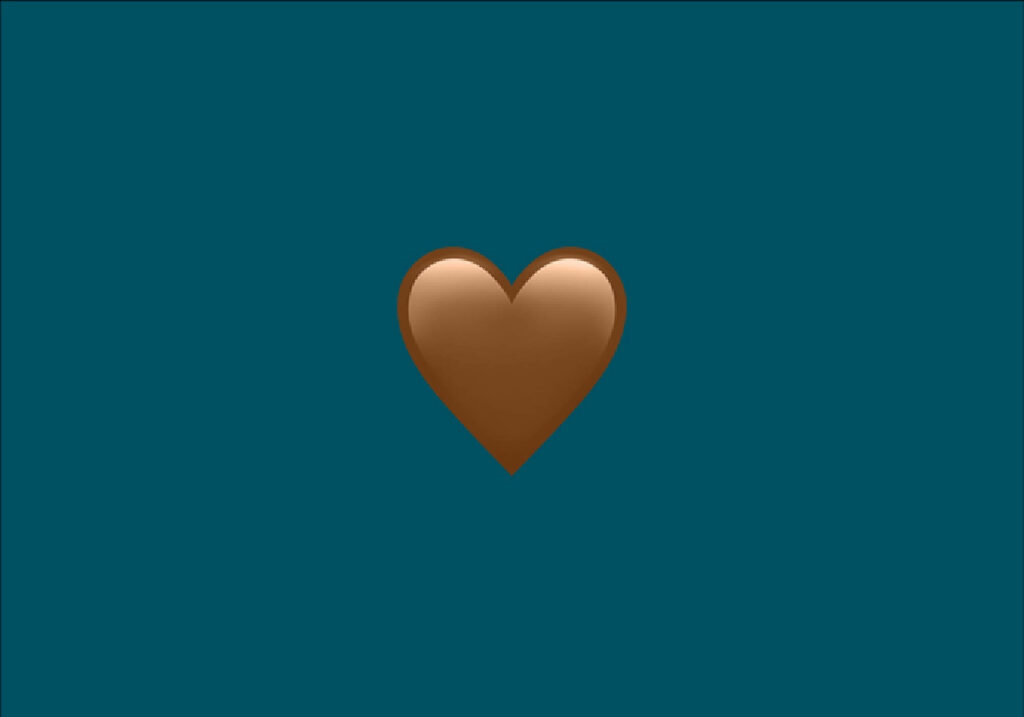 Elegant Brown Heart Minimalistic Wallpaper on Blue Background