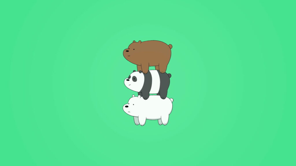 Bearstack Bliss: A Delightfully Simple Cartoon Wallpaper in HD