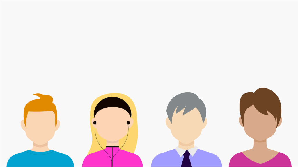 Minimalistic Cartoon Wallpaper: Four Diverse Faceless Profiles