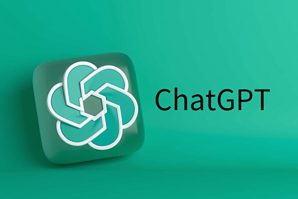 Minimalistic ChatGPT wallpaper with 3D logo on sleek green background and neon borders