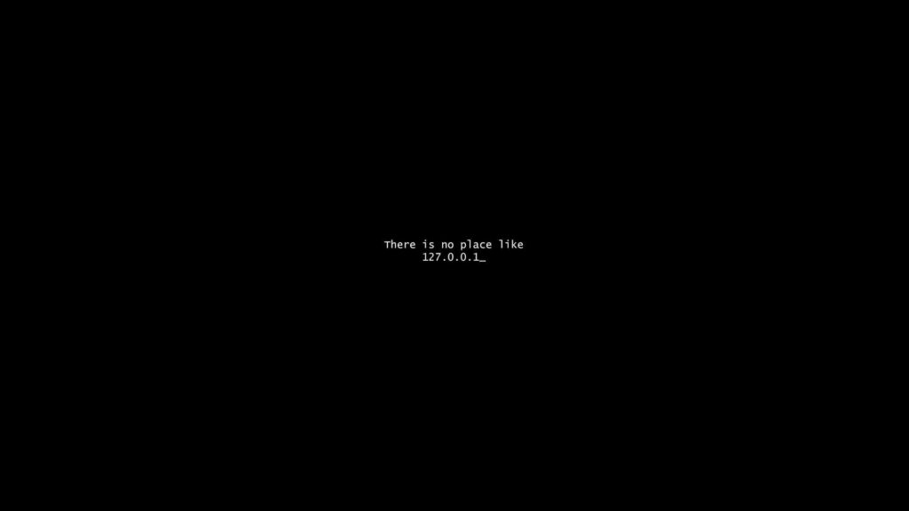 Elegant HD Wallpaper: There is no place like 127.0.0.1 - Dark Background Tech Joke