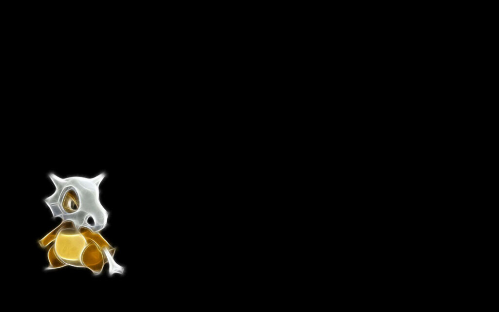 Minimalist Cubone Wallpaper: Iconic Pokémon on Black Background