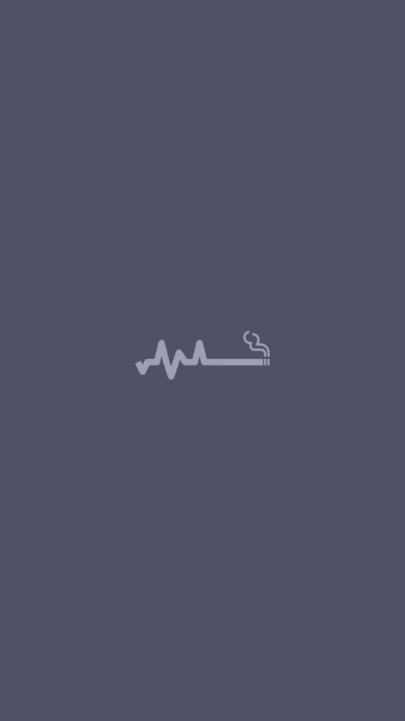 Minimalist Dark Blue Wallpaper with Heartbeat and Cigarette Line Art