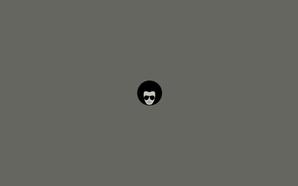 Modern Dark Gray Wallpaper with Cartoon Afro Icon & Sunglasses