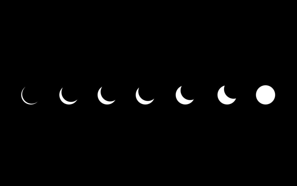 Minimalist Dark Moon Phases Wallpaper for Sleek Laptop Background