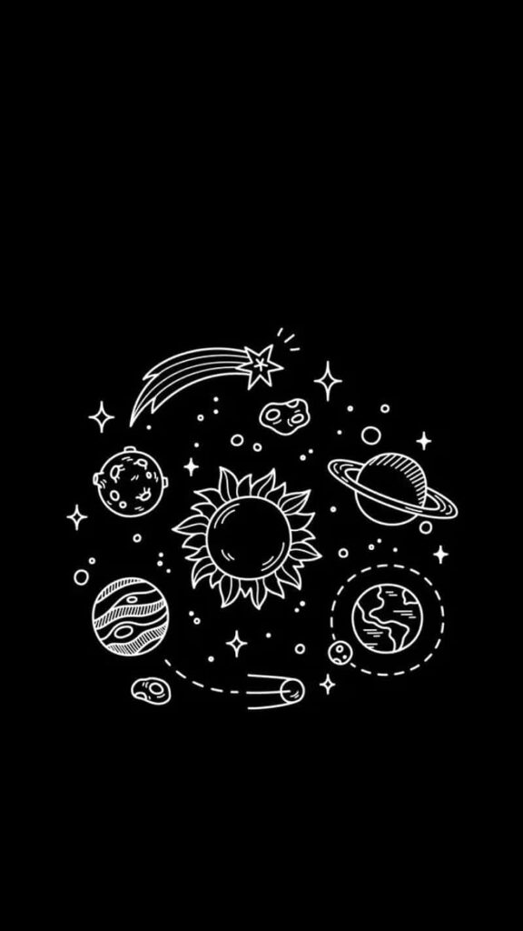 Minimalistic Solar System Wallpaper on Dark Background