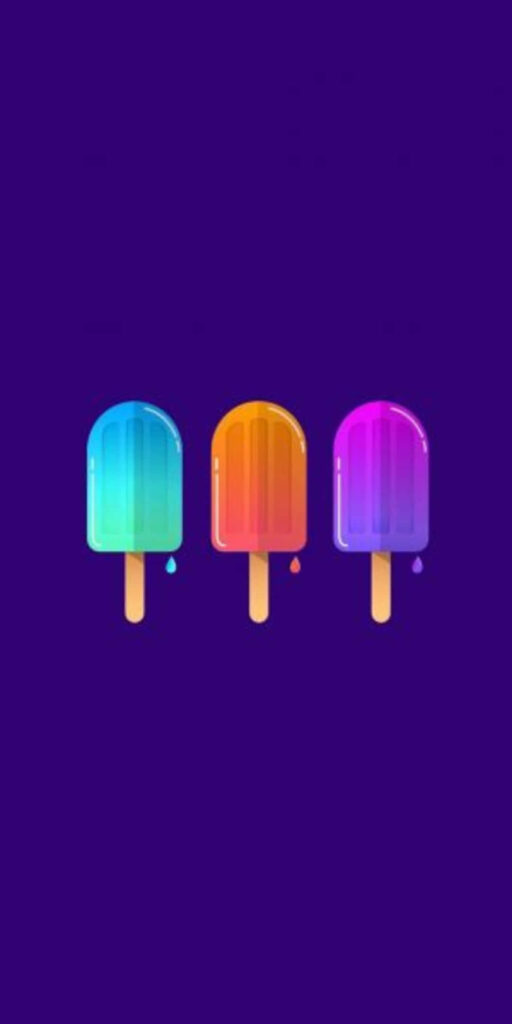 Minimalist Deep Purple Wallpaper with Colorful Ice Pops Design