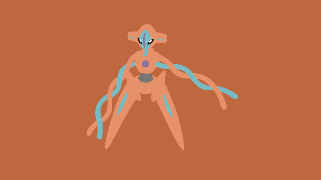 Minimalist Deoxys Wallpaper on Brown Background | Pokémon Art