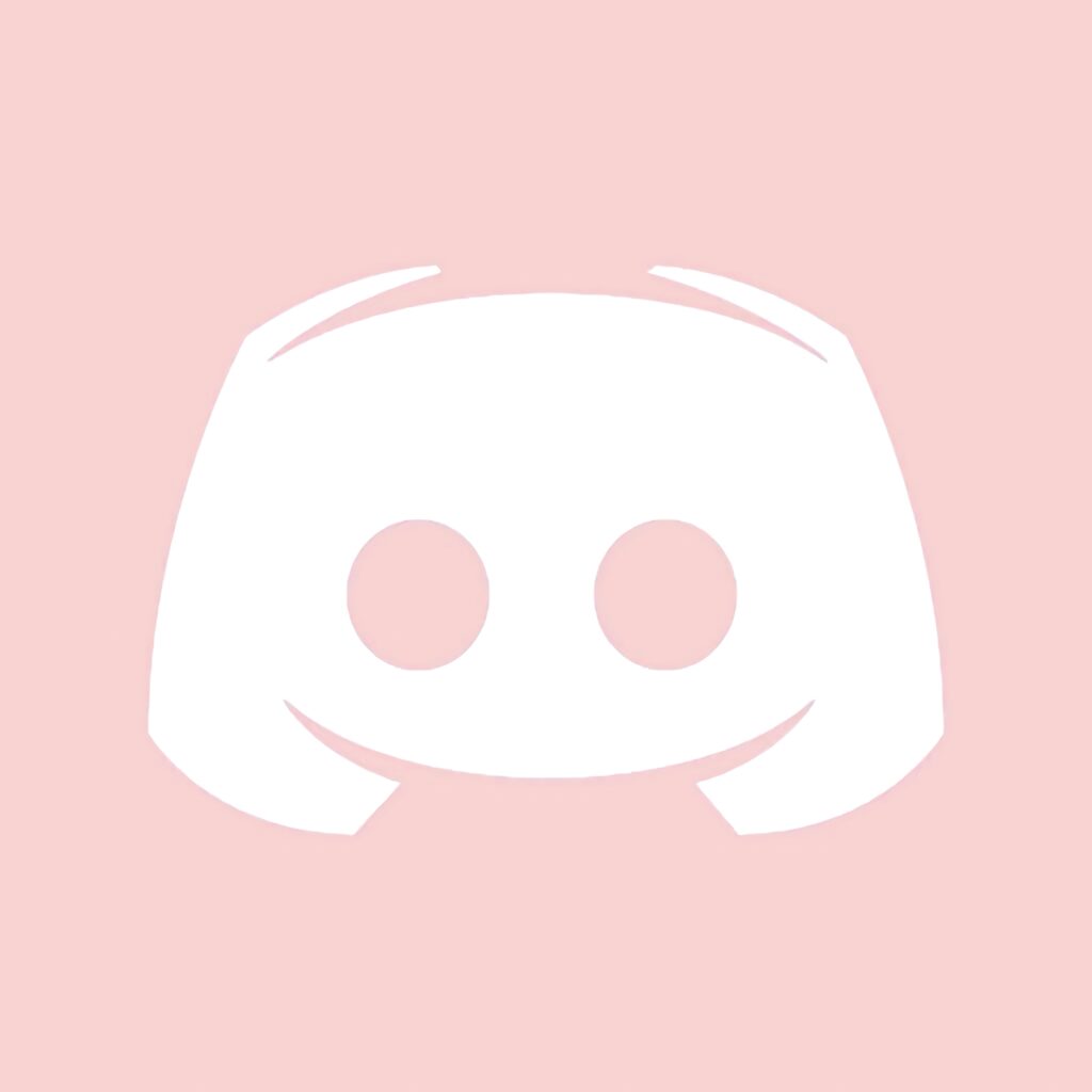 Discord logo white on pastel pink background minimalistic modern chat platform wallpaper