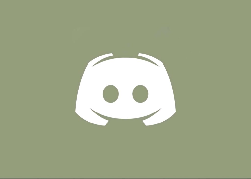 Discord logo white on military green background modern minimalistic tech wallpaper design