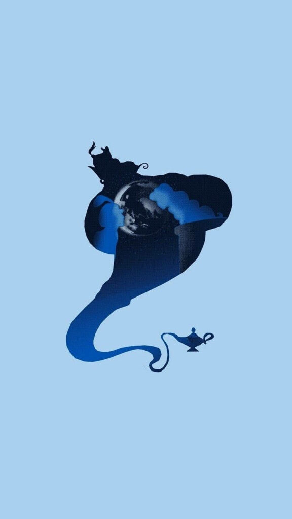 Minimalistic Disney Genie Wallpaper - Cute Blue Background Design