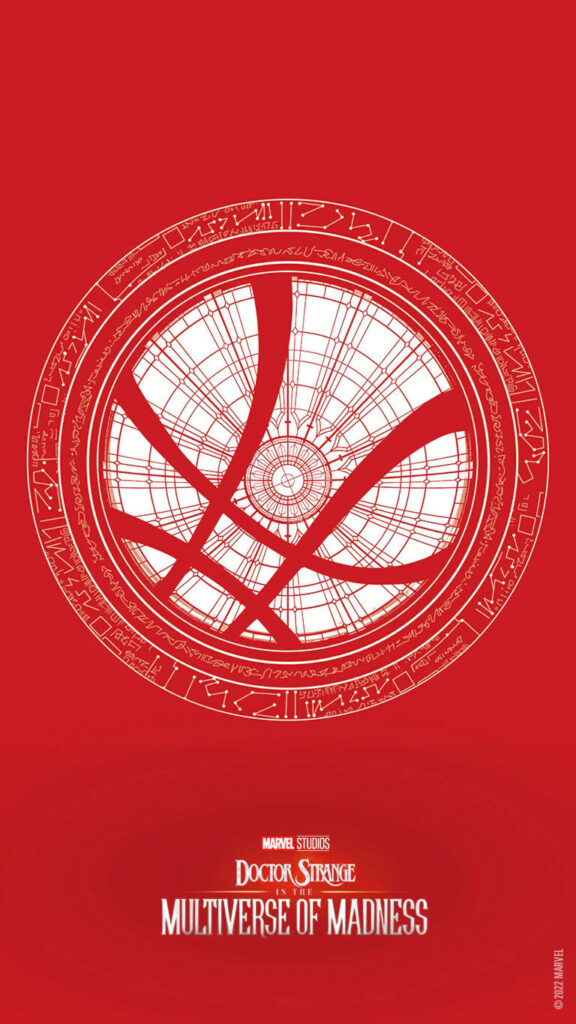 Minimalist Doctor Strange Wallpaper: Arcane Symbols on Red Background