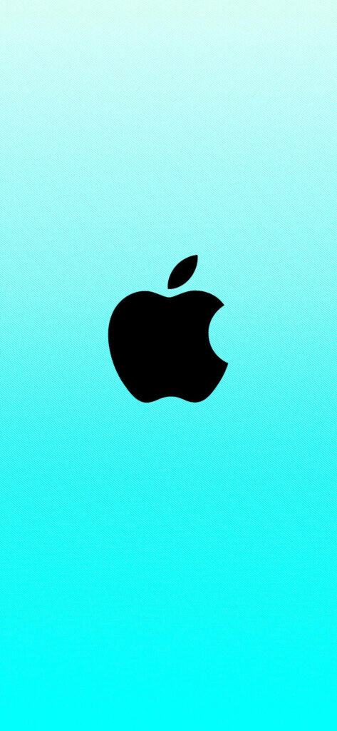 Minimalistic Apple Bliss: Cyan Gradient Wallpaper with Iconic Black Apple Logo