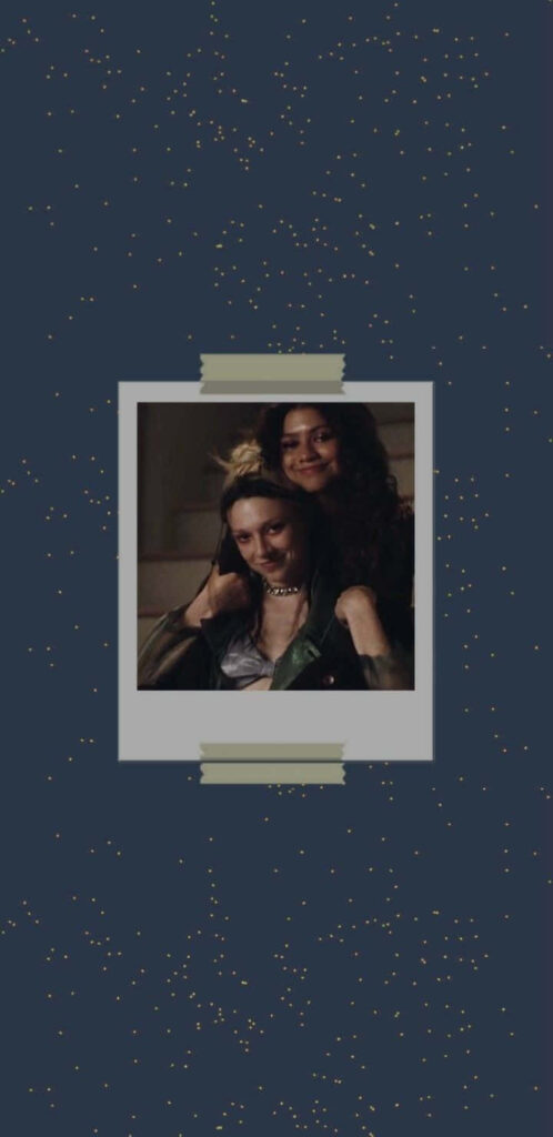 Minimalistic Euphoria HBO iPhone Wallpaper: Jules & Rue Polaroid Style